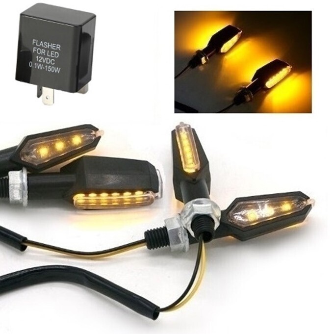 新品即決/バイク 両面発光 LED 汎用 ウインカー 4個セット 1台分 黒 ブラック 12V CB400 CB650 W800 ホーネット ZRX400拍卖