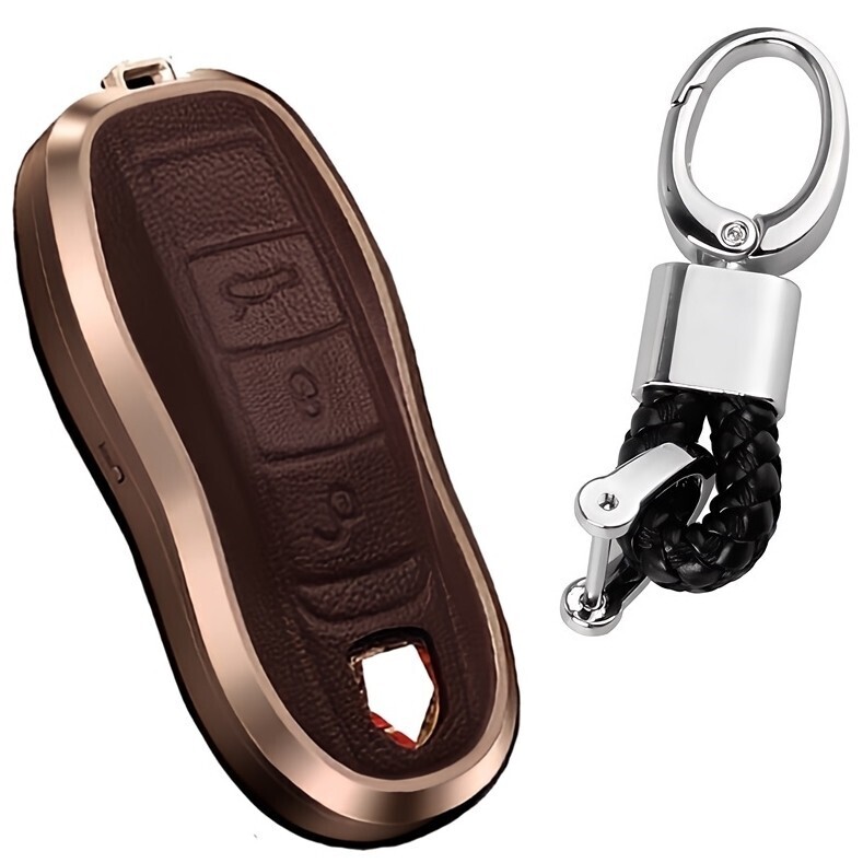 新品即決 ポルシェ アルミ製 レザー 本革 スマートキーケース キーカバー/ケイマン ボクスター(718 981 987) アクセサリー拍卖