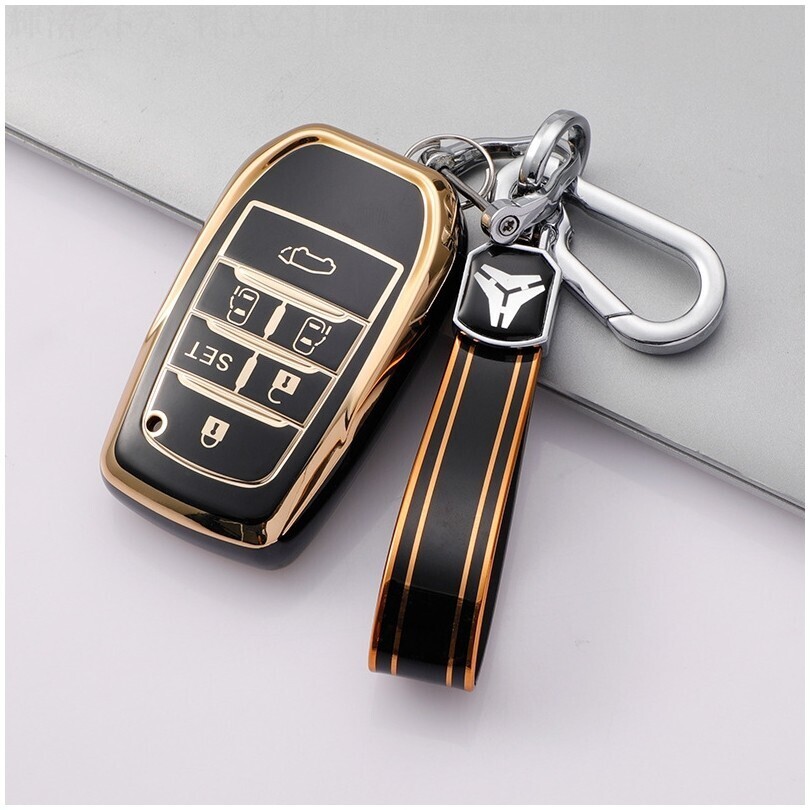 新品即決 トヨタ 黒 ゴールドTPU スマートキーケース キーカバー アクセサリー アルファード 30系 ヴェルファイア 30系 アクセサリー拍卖
