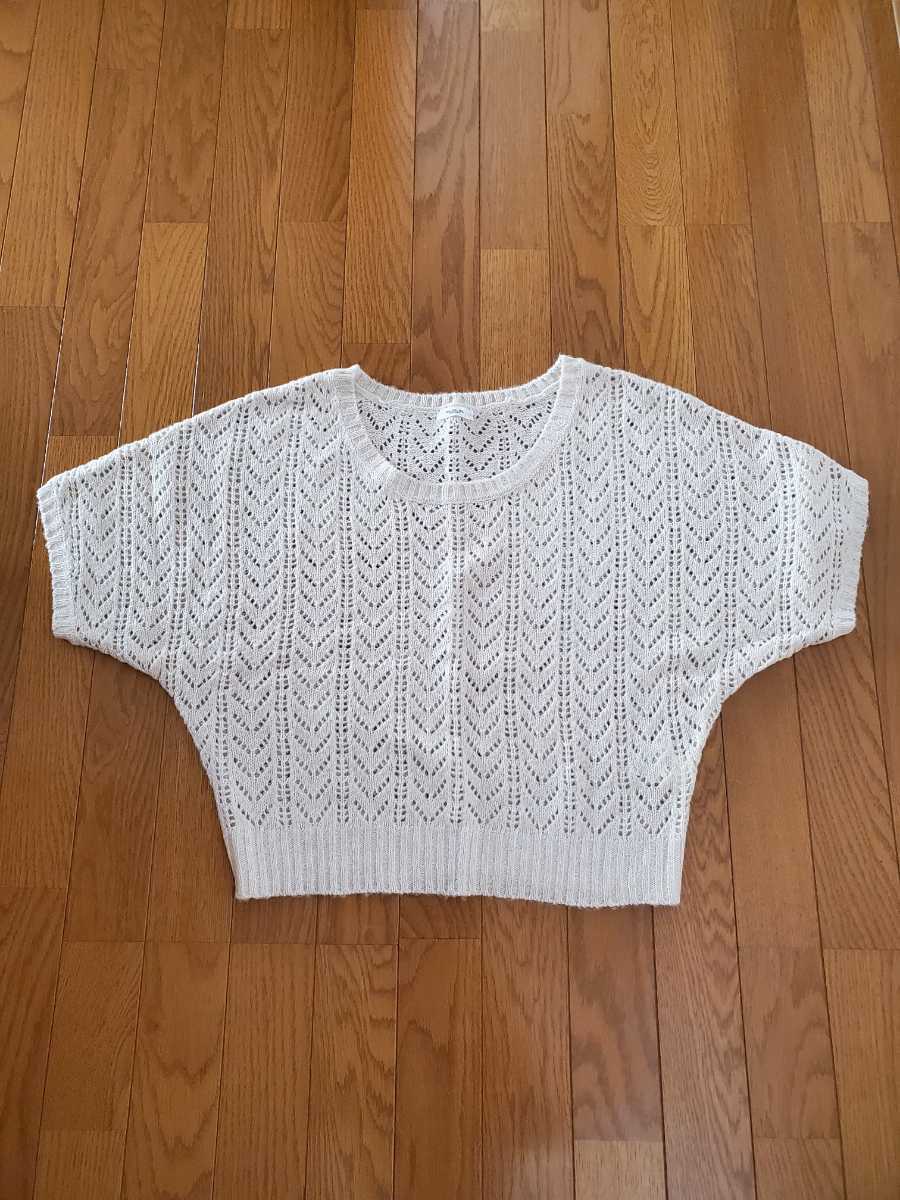最終値下げ レディース 半袖ニットセーター POU DOU DOU アイボリー Mサイズ拍卖