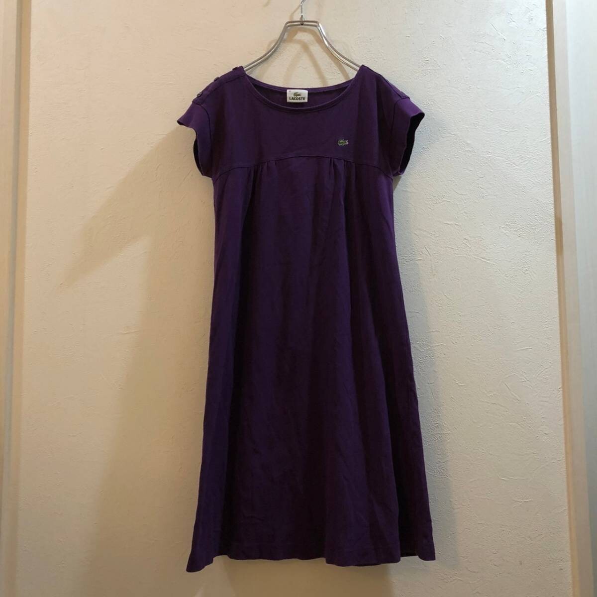 LACOSTE/ラコステ 半袖チュニックワンピース パープル 紫 レディース 40拍卖