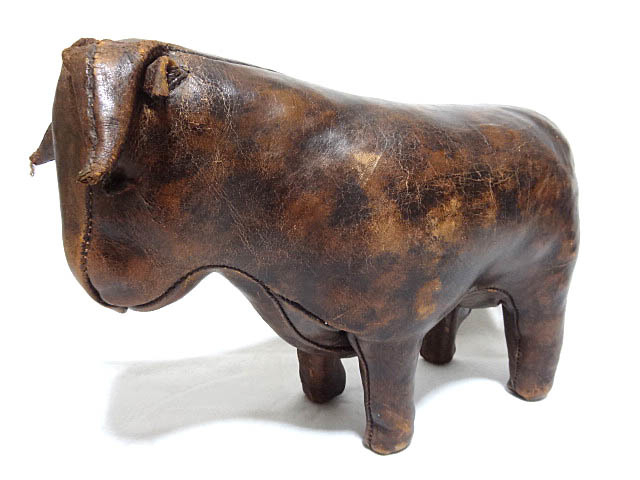 ビンテージ アンティーク 希少 レザー アニマル スツール オットマン 家具 ディスプレイ インテリア 革 ハンドメイド 動物 レア 珍 置物 小拍卖