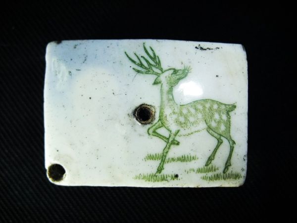 【睦】古い 水滴 鹿 染付 書道具 時代物■拍卖