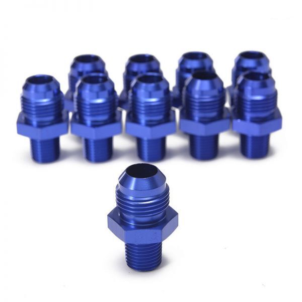 ホースサイズ 変換 アダプター AN8 オス - 1/4NPT オス ブルー アルマイト 汎用 フィッティング オイルクーラー 水温センサー :15 C1 L拍卖