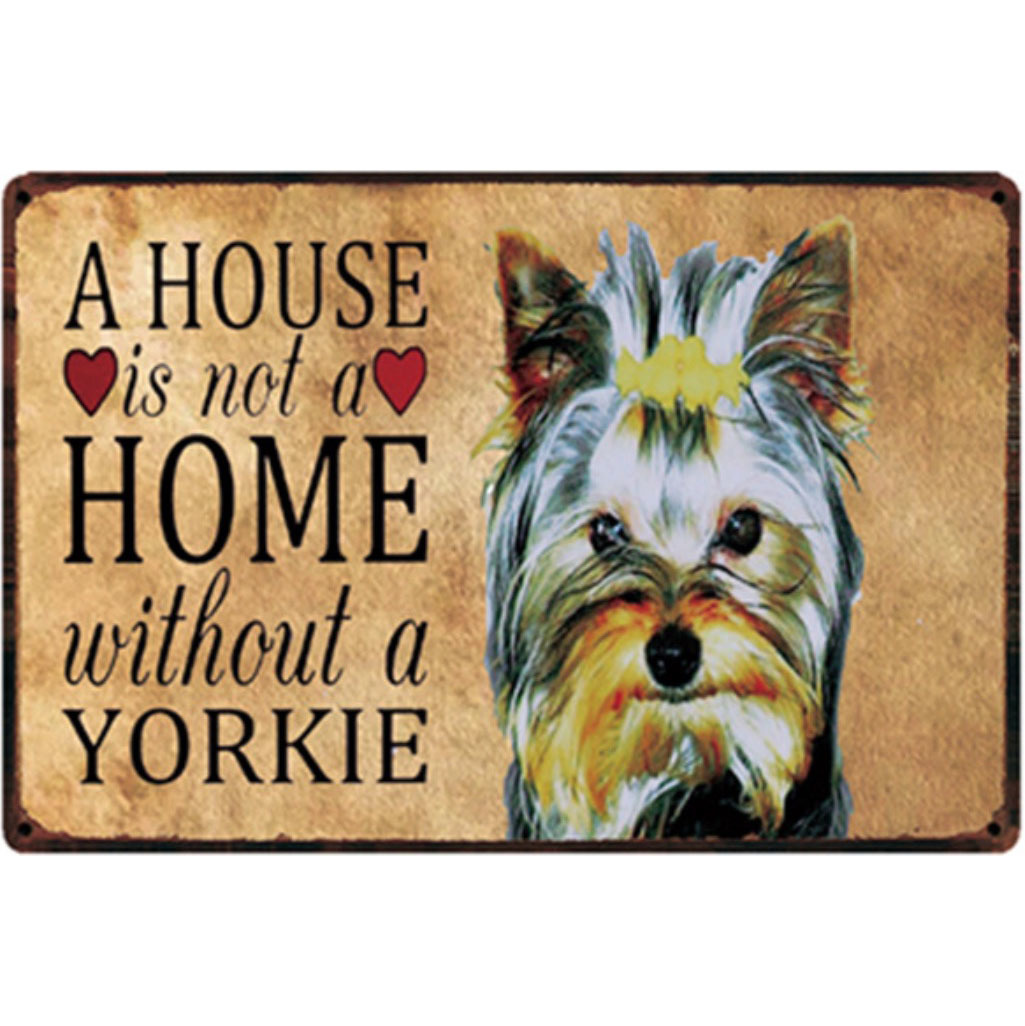 A2512 メタル サイン ブリキ 看板 金属 製 プレート パネル 店 可愛い 動物 ペット 犬 ヨークシャー テリア ヨーキー【2108拍卖