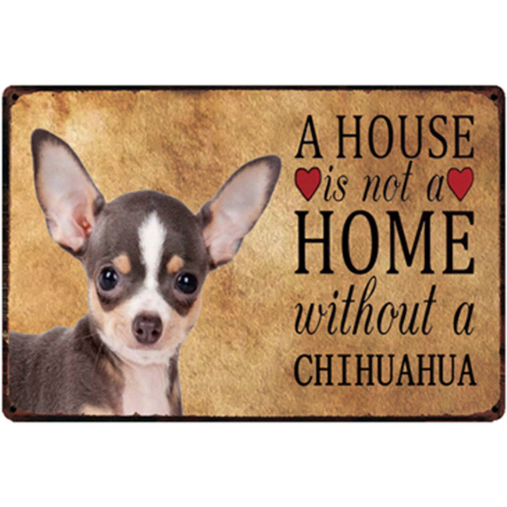 A2523 メタル サイン ブリキ 看板 金属製 プレート アメリカン雑貨 昭和レトロ アートパネル 動物 ペット 犬 チワワ 2140拍卖