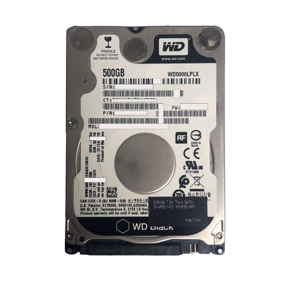 ◆大量在庫 動画品◆2.5インチHDD【WESTERN DIGITAL WD5000LPLX】500GB 7200 rpm 動作保証有拍卖