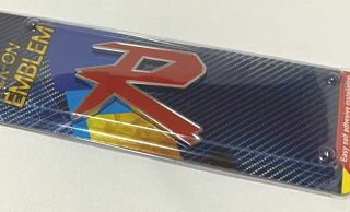 汎用【R】プラスチックエンブレム ドレスアップ カスタム 外装 ステッカー typeR おしゃれ レッド×シルバー拍卖