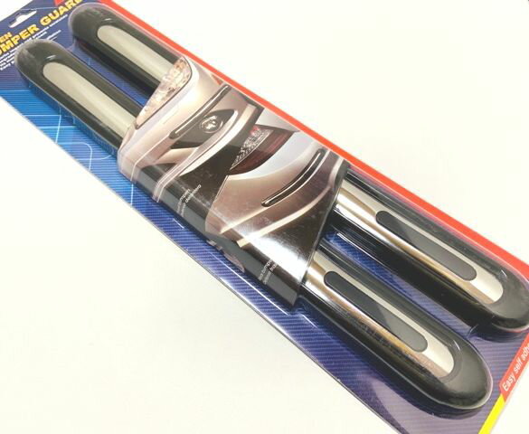 ブラック×鏡面シルバー バンパープロテクターバンパーガード 愛車をプロテクト 4ピース フロント・リア1台分拍卖