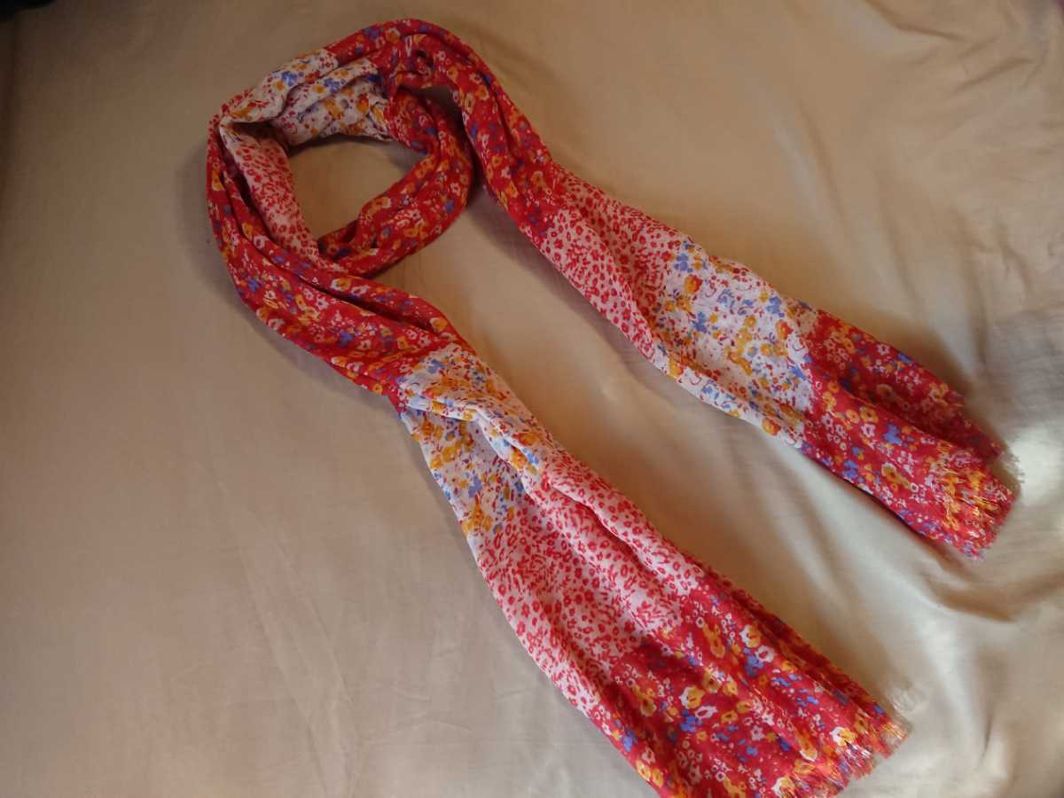 赤系小花柄◆ふんわりストールマフラー◆VISCOSE生地拍卖