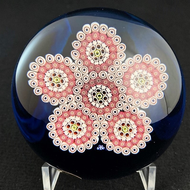 送料無料 1972 サンルイ SAINT LOUIS アンティーク クリスタル ペーパーウェイト(千の花 ミルフィオリ Millefiori エルメス HERMES拍卖