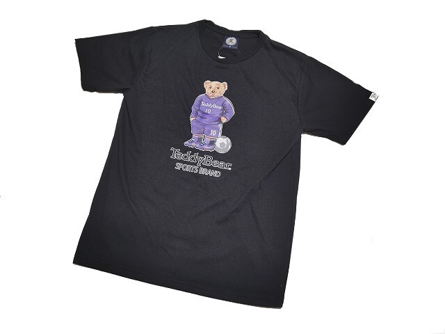 【新品】テディベア スポーツブランド サッカー Tシャツ 半袖【L】黒/ブラック◆TeddyBear SPORTS BRAND SOCCER 熊拍卖