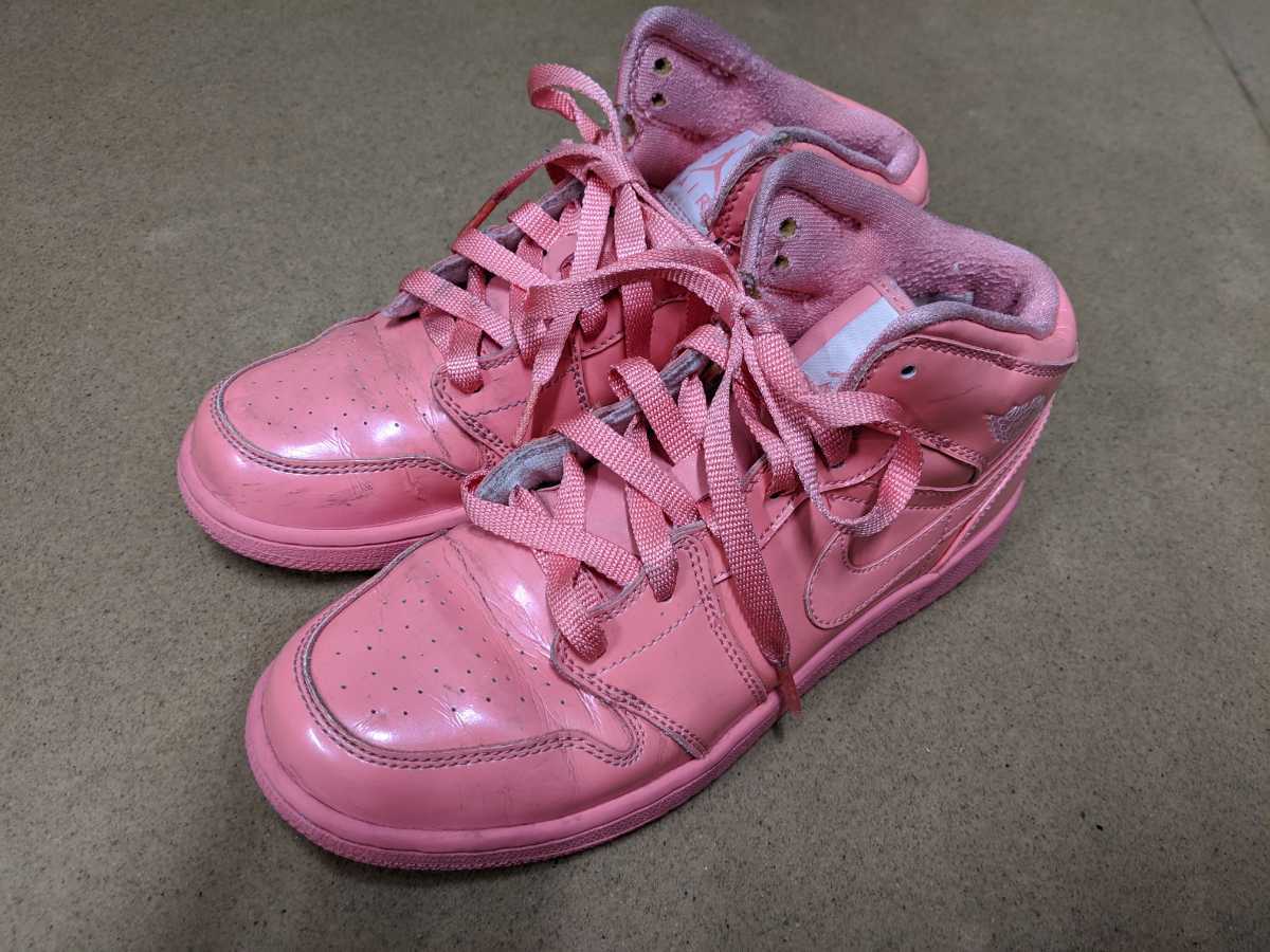 海外購入 NIKE ナイキ エアジョーダン AIRJORDANⅠ エナメル ピンク 24cm 2008年製 レディース拍卖