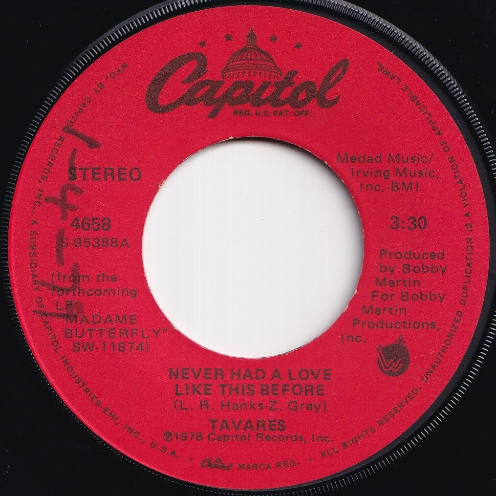 Tavares Never Had A Love Like This Before / Positive Forces Capitol US 4658 210803 SOUL DISCO ソウル ディスコ レコード 7インチ 45拍卖