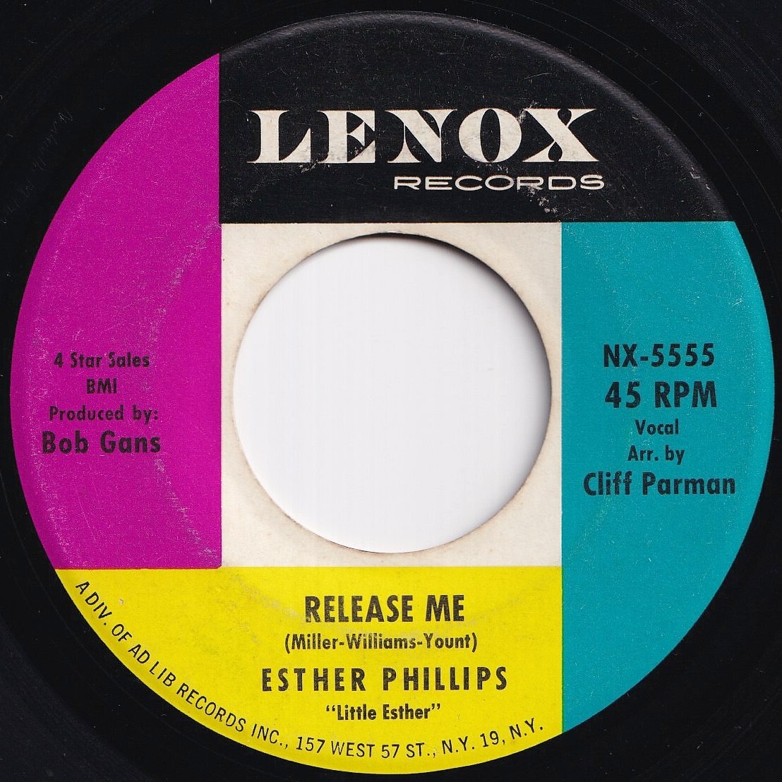 Esther Phillips Release Me / Don't Feel Rained On Lenox US NX-5555 210660 SOUL ソウル レコード 7インチ 45拍卖