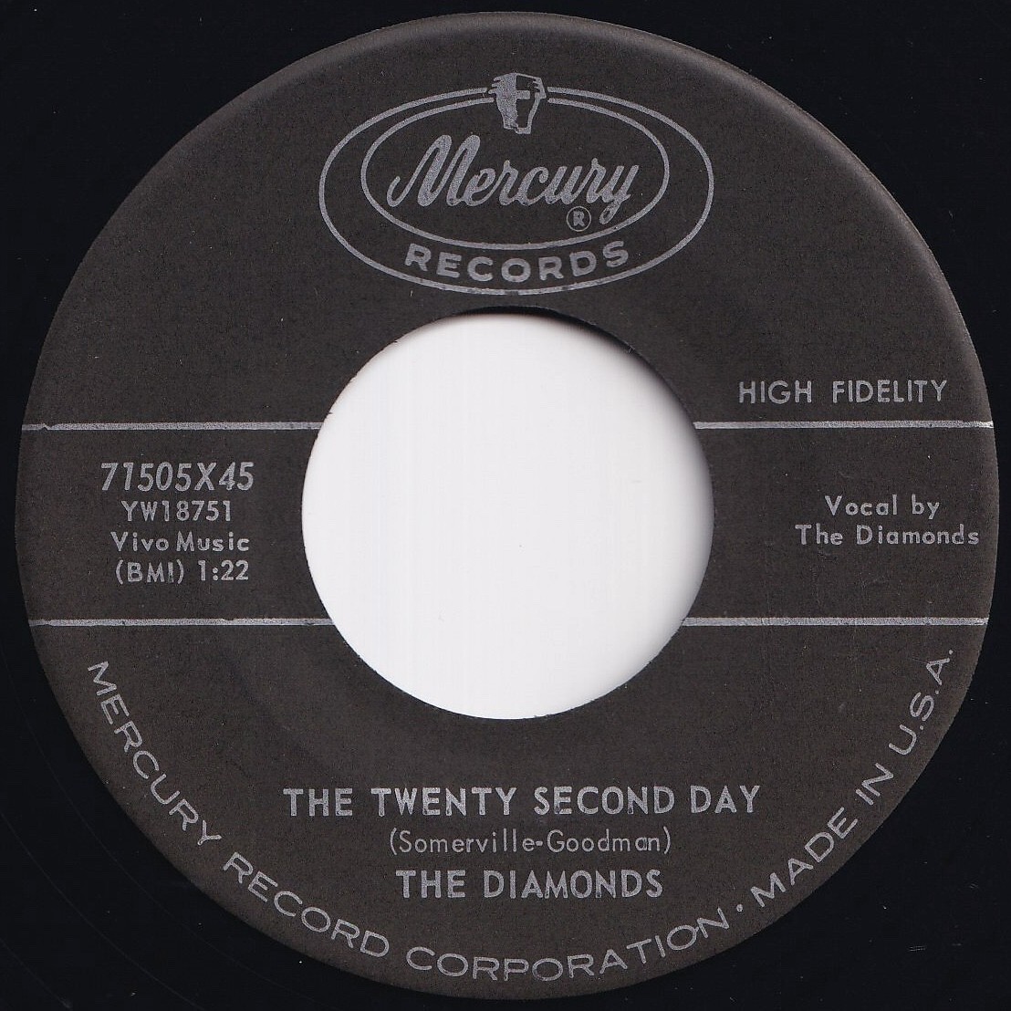 Diamonds The Twenty Second Day / Young In Years Mercury US 71505X45 210690 R&B R&R レコード 7インチ 45拍卖