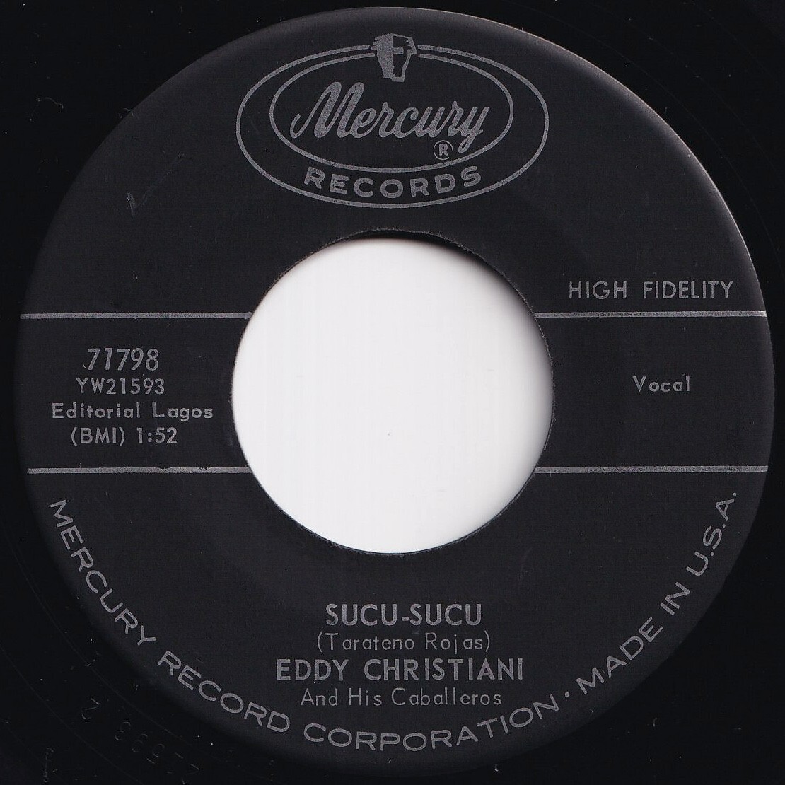 Eddy Christiani And His Caballeros Sucu-Sucu / Viva L'Amor Mercury US 71798 210428 JAZZ ジャズ レコード 7インチ 45拍卖