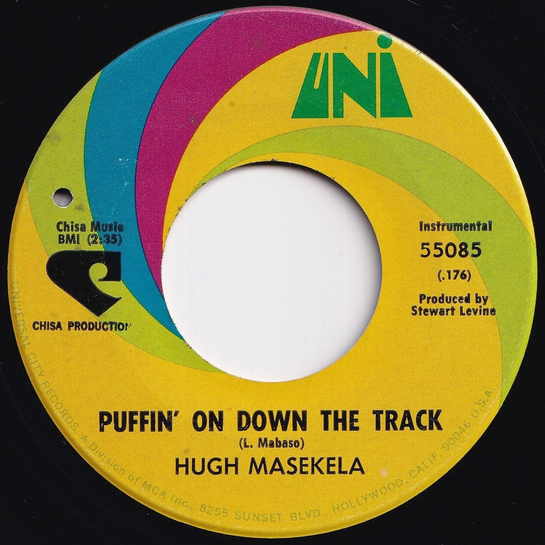 Hugh Masekela Puffin' On Down The Track / Do Me So La So So UNI US 55085 210432 JAZZ ジャズ レコード 7インチ 45拍卖