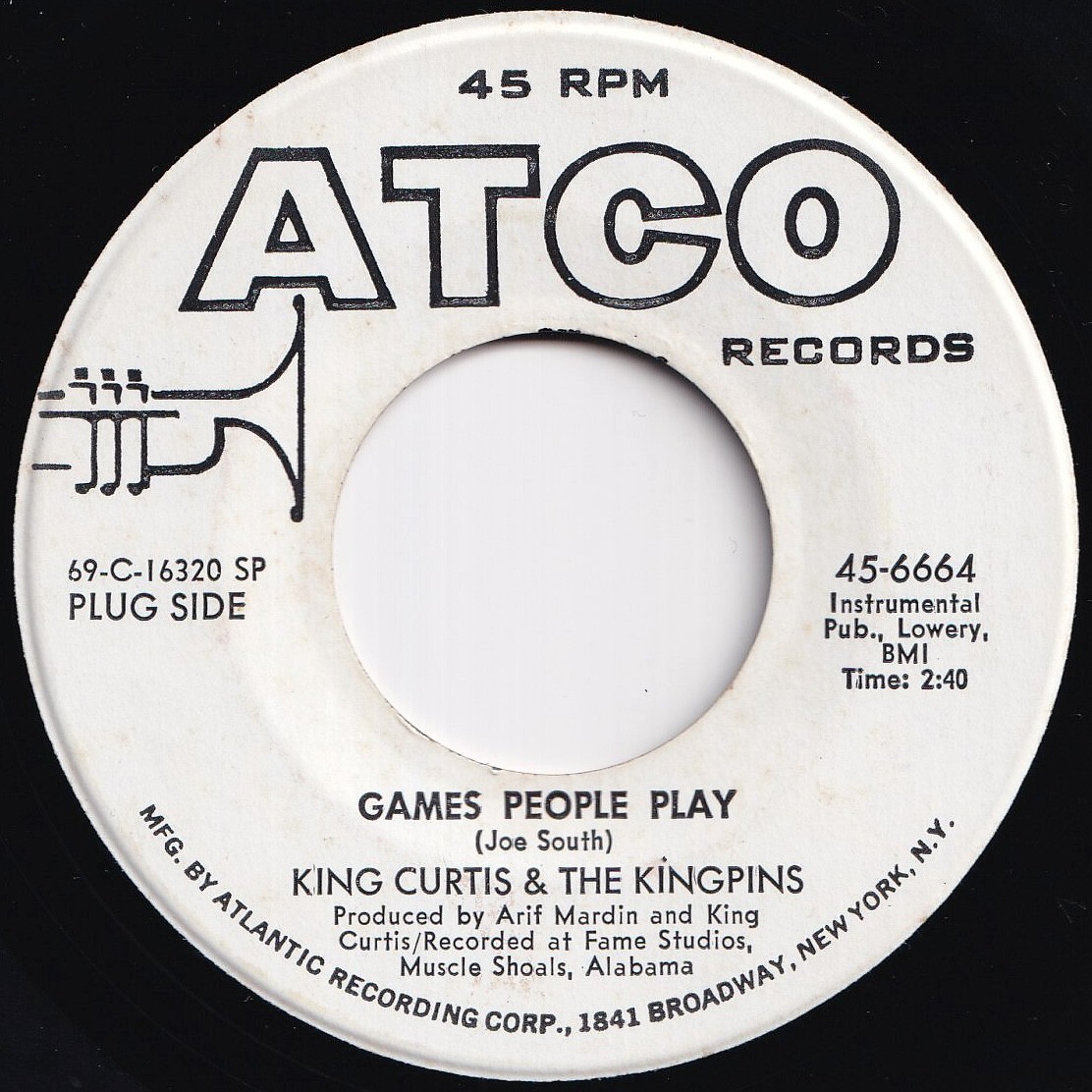 King Curtis & The Kingpins Games People Play / Foot Pattin' - Part II ATCO US 45-6664 210675 SOUL ソウル レコード 7インチ 45拍卖