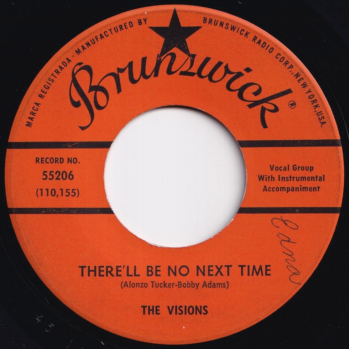 Visions There'll Be No Next Time / So Close Brunswick US 55206 210597 R&B R&R レコード 7インチ 45拍卖