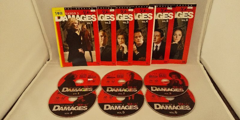 090-3195送料無料 ダメージ シーズン3 全6巻 ジャケットとディスクのみ ジャケット色褪せ レンタル版拍卖