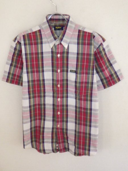 z8074OSHKOSH★オシュコシュ★ワッペン付き★チェック柄ボタンダウンシャツ★サイズM★USA★ワーク系★人気★激安拍卖