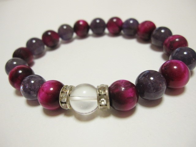 *送料無料*天然石*パワーストーンブレスレット*ピンクタイガーアイ×アメジスト*拍卖