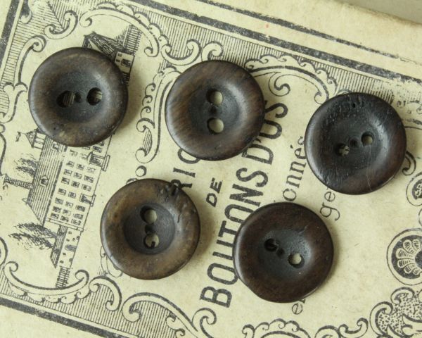 即決 2穴 骨ボタン 5個 φ14mm ボーン アンティーク 素材 リメイク パーツ フランス輸入拍卖