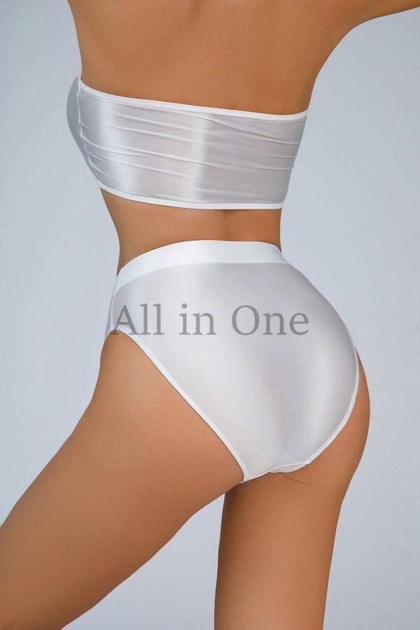 174-171-9 ツヤツヤ ハイレグ ハイウエスト ショーツ フルバックタイプ 【ホワイト,Mサイズ】レディース コスプレ セクシー ショーツ .3拍卖