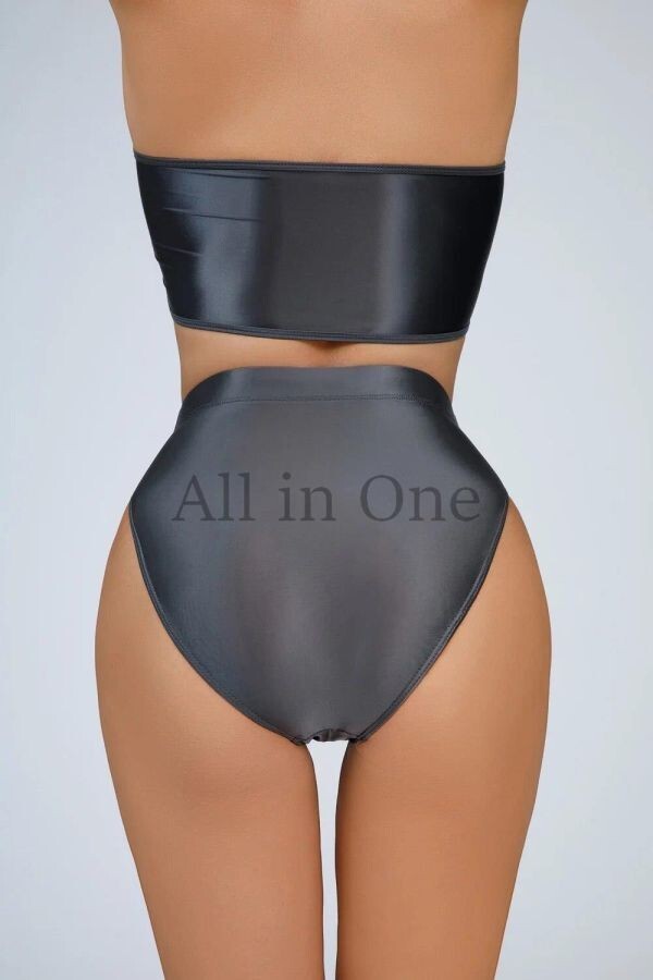 174-183-9 ツヤツヤ ハイレグ ハイウエスト ショーツ フルバックタイプ 【グレー,Mサイズ】レディース コスプレ セクシー ショーツ .3拍卖