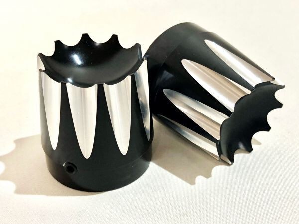 アクスルカバー アルミ削り出し ディープカット ブラック ハーレー ダイナ ツーリング ソフテイル スポーツスター タイプ1 ナットカバー392拍卖