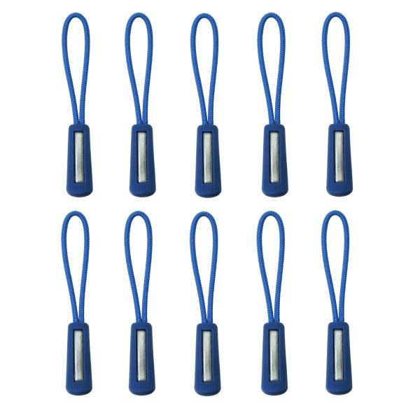 ジッパープル 反射材付き ファスナー チャック 取り付け簡単 つかみやすい ノンスリップ ジッパータブ プルコード 10本セット(ブルー)拍卖