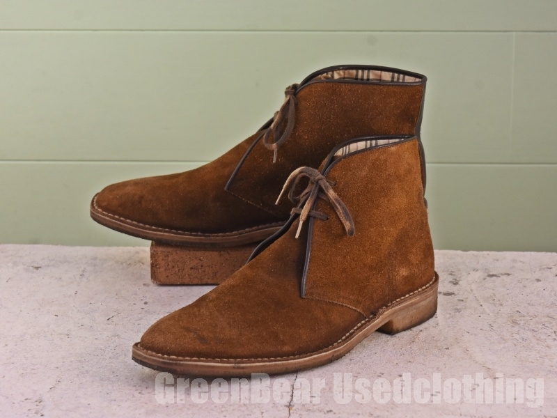 C198 メンズ バーバリー BURBERRY チャッカブーツ スウェード 茶 ブラウン 26.5EEE 26.5cm拍卖