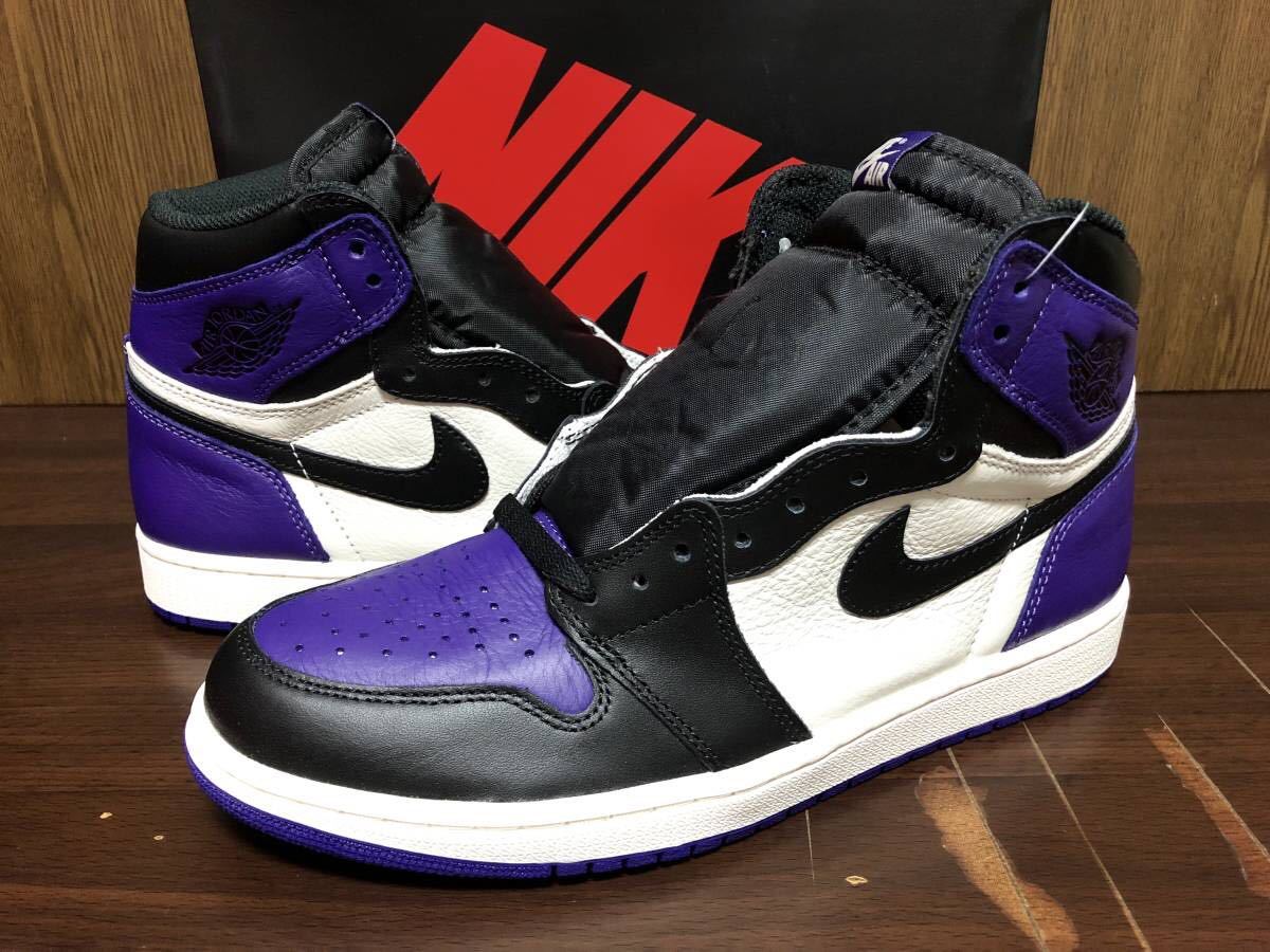 18年製 NIKE AIR JORDAN 1 RETRO HIGH OG ナイキ エアジョーダン オリジナル AJ1【555088-501】COURT PURPLE コート パープル 紫 US9.5拍卖