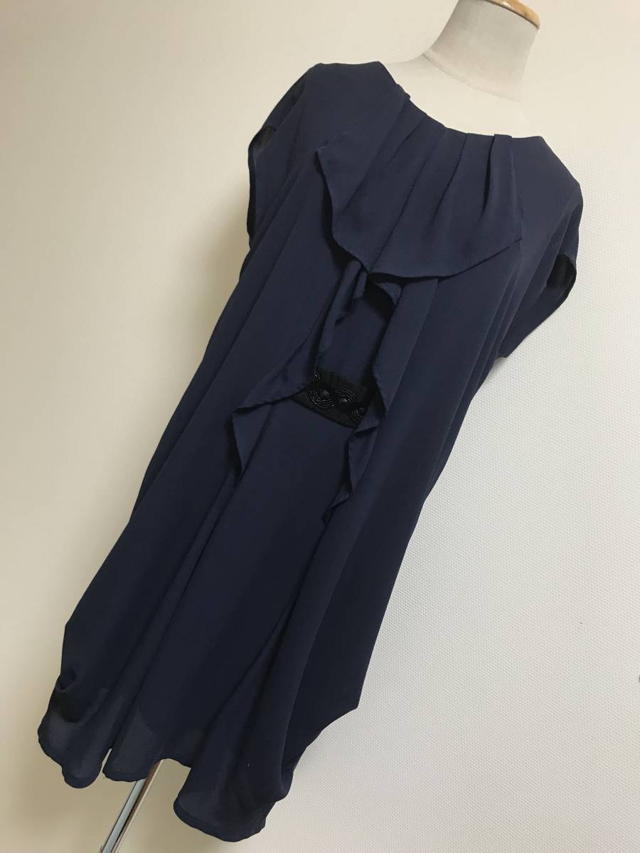パーティーにも★美品Praiseドレスワンピース★ネイビーM★6054拍卖