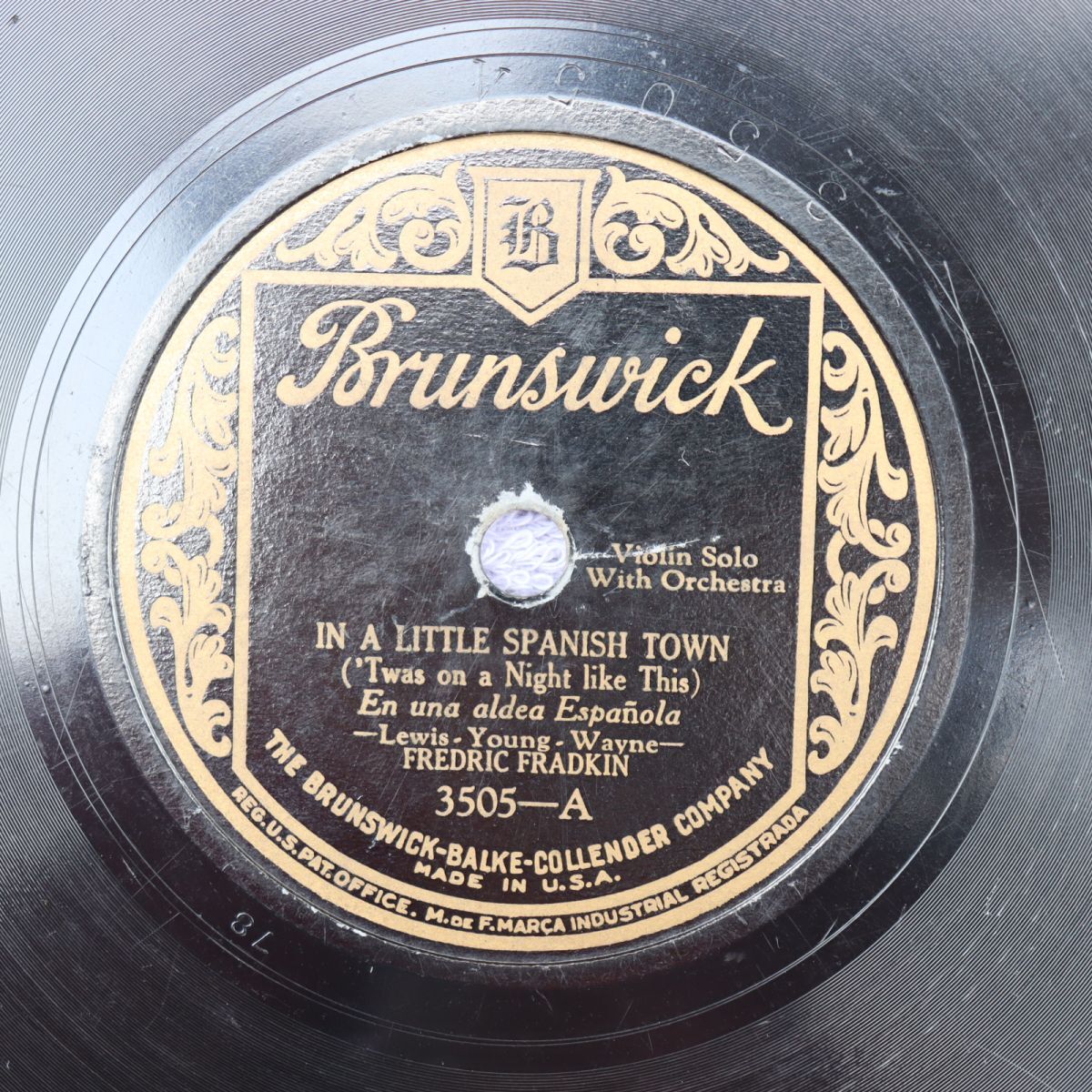 S201/SP盤/ヴァイオリン・ソロ/フレデリック・フラドキン/In a Little Spanish Town/GIPSY LOVE SONG/3505拍卖