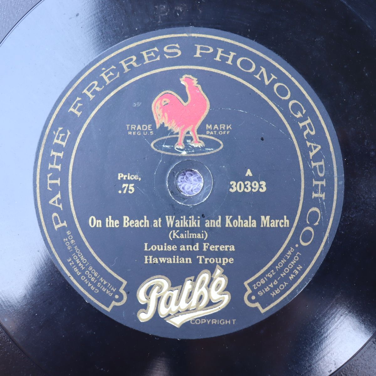 SB11/SP盤/Pathe/ルイーズ&フェレラ・ハワイアン・トゥループ-On The Beach At Waikiki And Kohala March/30393拍卖