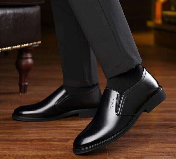 靴 bs13【27cm 黒 】PUレザー ビジネスシューズ 紐なし スリッポン 革靴 紳士靴 メンズ ドレスシューズ 喪服 入学式 結婚式 通勤 2拍卖