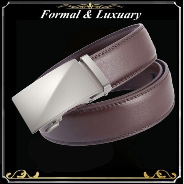 ベルト j44【茶】ダーク 穴なし 無段階調整ベルト ゴルフベルト 人気 オートロック メンズ 革 ジーンズ ビジネス カジュアル拍卖