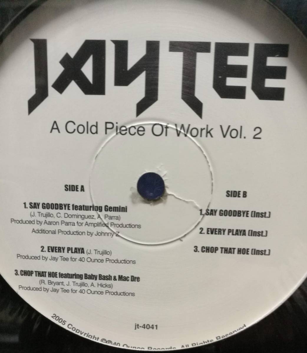 【廃盤12inch】Jay Tee / A Cold Piece Of Work Vol.2拍卖