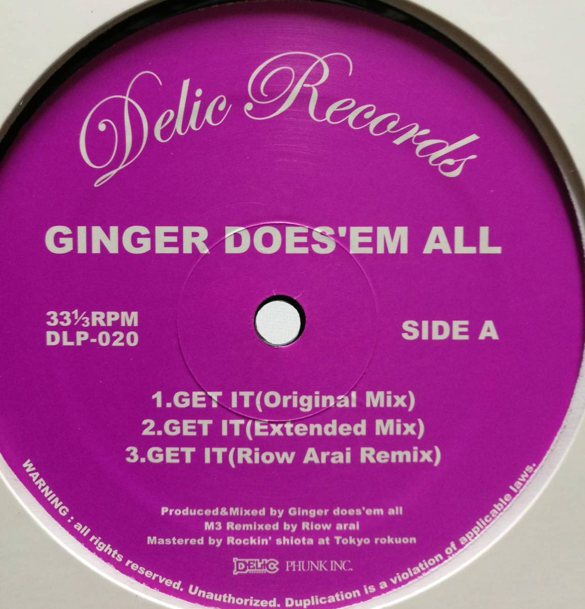 【廃盤12inch】GINGER DOES'EM ALL / GET IT / GOOD BYE STRAW HAT拍卖