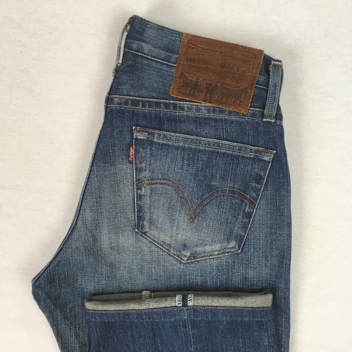 Levi's リーバイス Premium PR510-0004 日本製 07年 ミッドローライズ リラックスストレート デニム パンツ W30 L33 ジップフライ 革パッチ拍卖