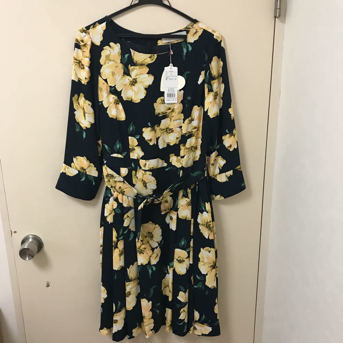 31 Sons de mode◆長袖ワンピース/38/ポリエステル/NVY/花柄拍卖