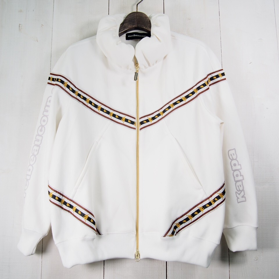 カッパ × メルシーボーク Kappa × mercibeaucoup, コラボブルゾン フルジップトラックジャケット ジャージ(1)ホワイト/日本製拍卖