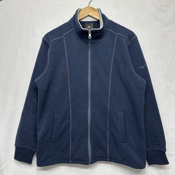 MIZUNO ミズノ ロング スリーブ 長袖 フル ジップ アップ ジャケット アウトドア 登山 ハイキング トレッキング L 紺 ネイビー b21406拍卖