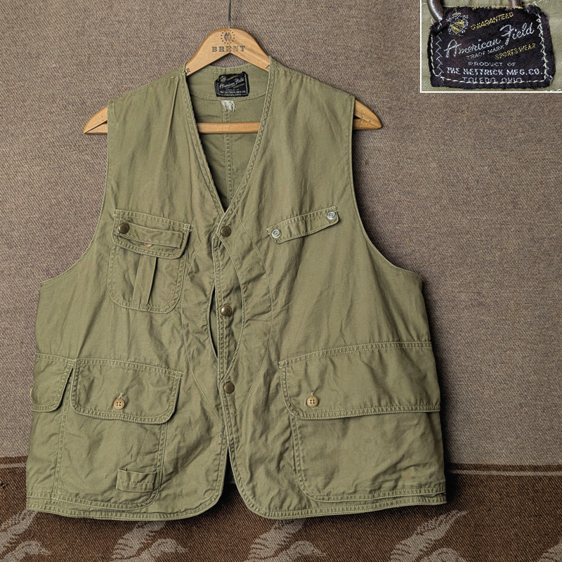 ハーフムーン 【American Field HETTRICK】 50年代 フィッシング ベスト アメリカンフィールド LL Bean OEM ビンテージ 40s50s60s 60年代拍卖