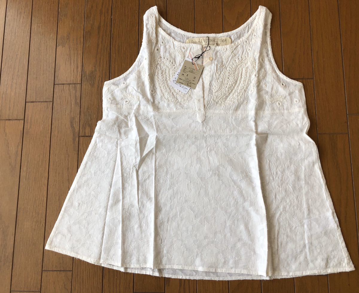 ★goa ゴア★カットワーク刺繍ノースリーブ オフ白拍卖