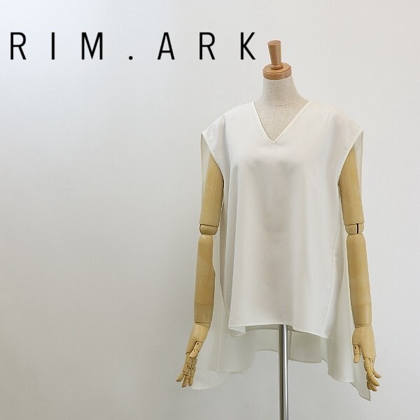 ◆RIM.ARK リムアーク Scarf arrange tops スカーフアレンジ ノースリーブ トップス ブラウス 白 ホワイト FREE拍卖