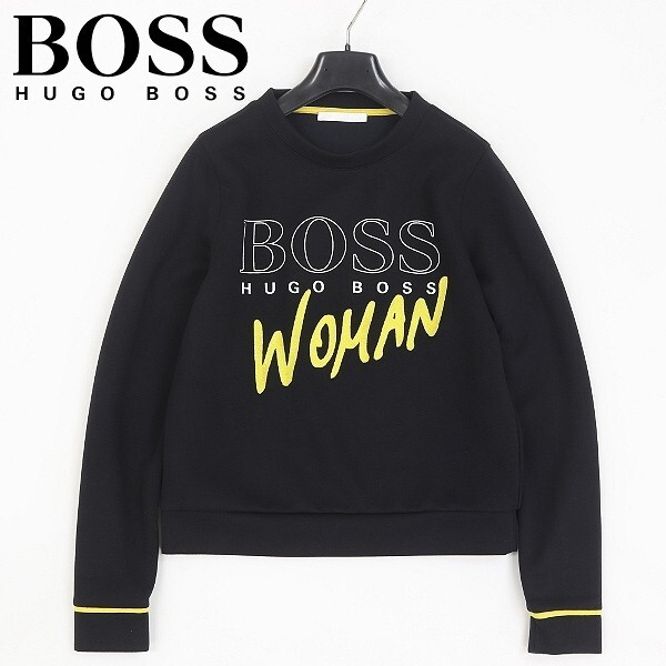 ◆HUGO BOSS ヒューゴボス WOMAN刺繍 ロゴプリント トレーナー トップス 黒 ブラック XS拍卖