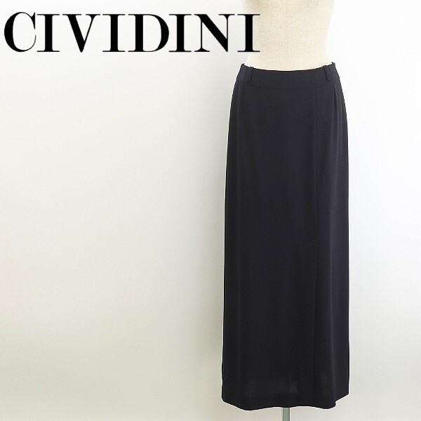 ◆CIVIDINI チヴィディーニ スリット ロング スカート 紺 ネイビー 42拍卖